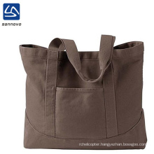 Authentic pigment coloful durable heavy canvas tote bag with outside pocket